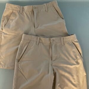 2 Pairs, Boys Under Armour Khaki Shorts, Size Youth Large